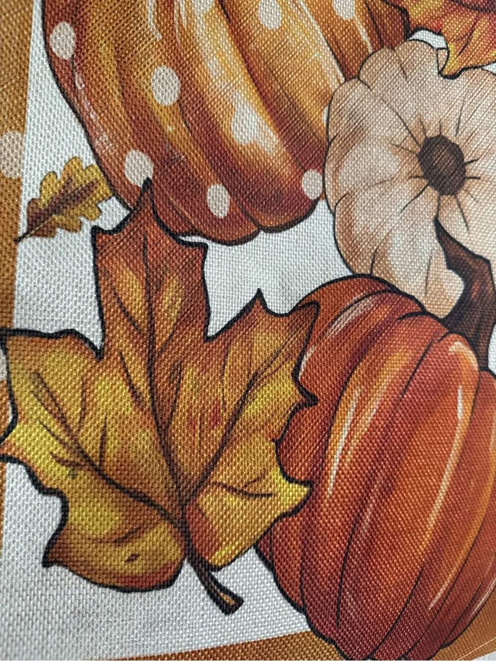 NWT Orange and Cream Pumpkin Fall Table Linen, 13x36
